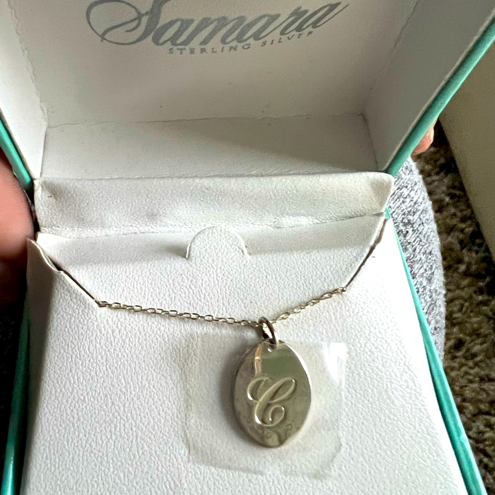 “c” initial 1/2” pendant necklace sterling silver 925 16” chain from Macys
